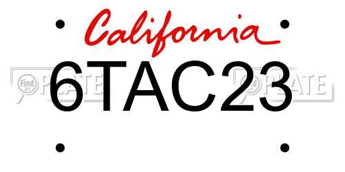 6TAC23 California License Plate