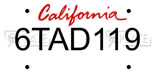 6TAD119 California License Plate