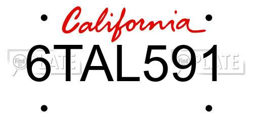 6TAL591 California License Plate