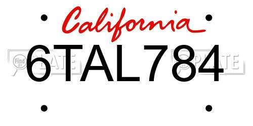 6TAL784 California License Plate