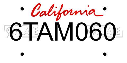 6TAM060 California License Plate
