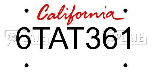 6TAT361 California License Plate