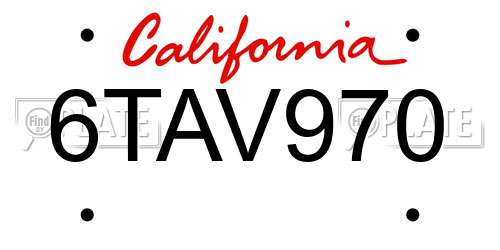 6TAV970 California License Plate