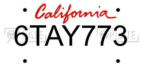 6TAY773 California License Plate