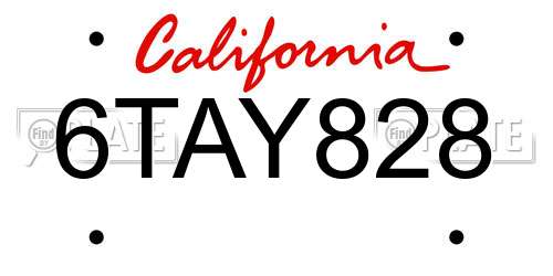 6TAY828 California License Plate