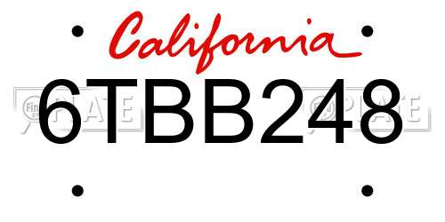 6TBB248 California License Plate