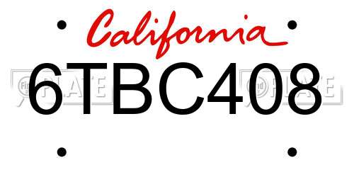 6TBC408 California License Plate