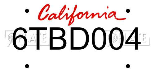 6TBD004 California License Plate