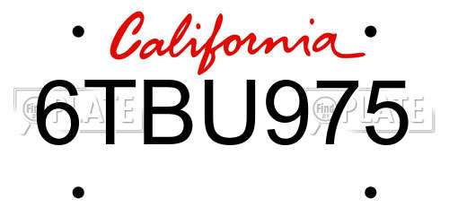 6TBU975 California License Plate