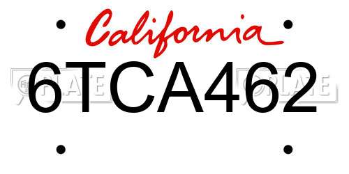 6TCA462 California License Plate