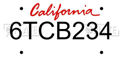 6TCB234 California License Plate