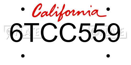 6TCC559 California License Plate