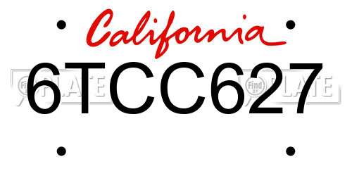 6TCC627 California License Plate
