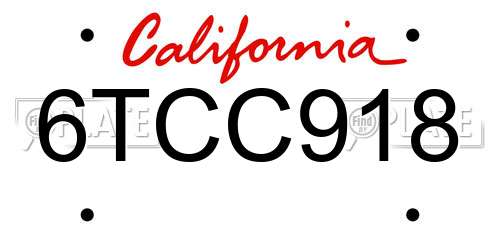6TCC918 California License Plate
