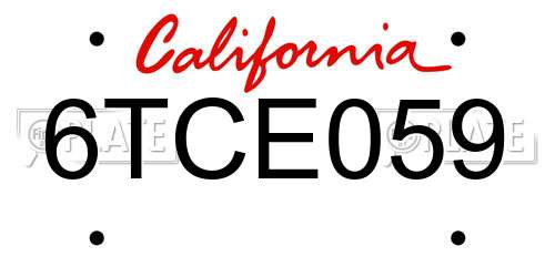 6TCE059 California License Plate
