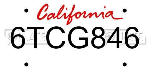 6TCG846 California License Plate