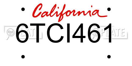 6TCI461 California License Plate