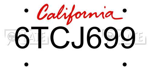 6TCJ699 California License Plate