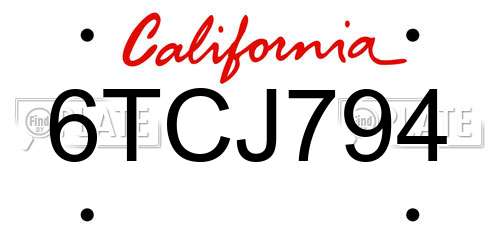 6TCJ794 California License Plate