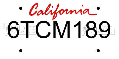 6TCM189 California License Plate