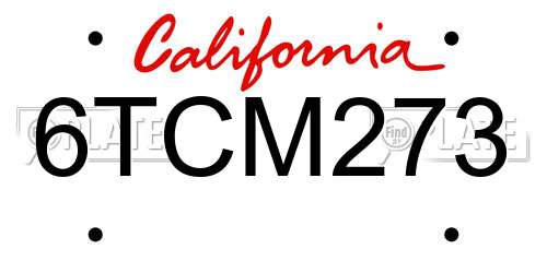 6TCM273 California License Plate