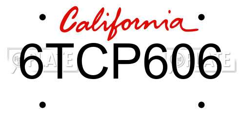 6TCP606 California License Plate