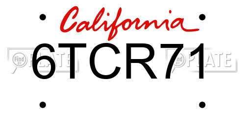 6TCR71 California License Plate