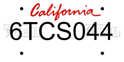 6TCS044 California License Plate