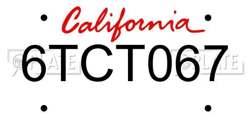6TCT067 California License Plate