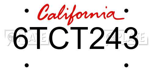 6TCT243 California License Plate