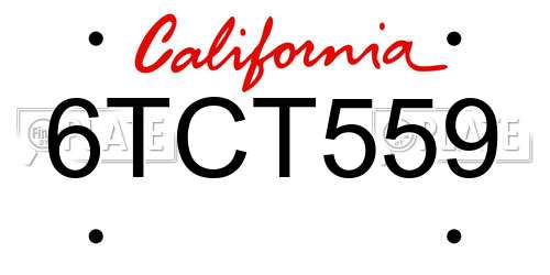 6TCT559 California License Plate