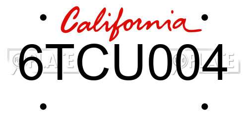 6TCU004 California License Plate