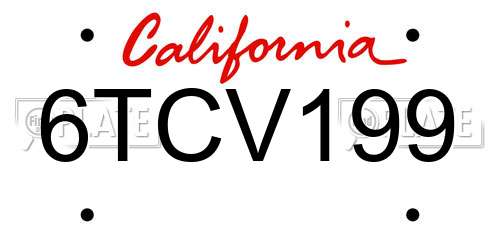 6TCV199 California License Plate