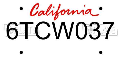 6TCW037 California License Plate