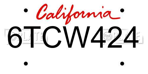 6TCW424 California License Plate