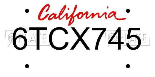 6TCX745 California License Plate