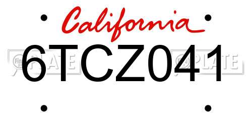 6TCZ041 California License Plate