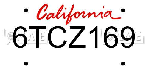 6TCZ169 California License Plate