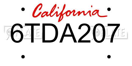 6TDA207 California License Plate