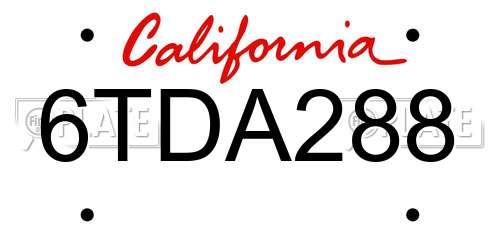 6TDA288 California License Plate