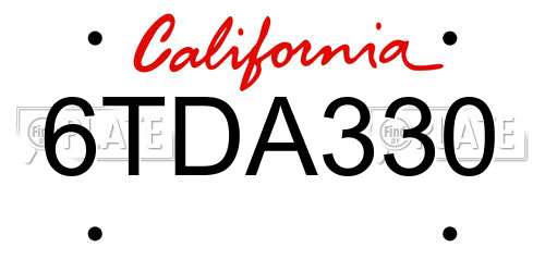 6TDA330 California License Plate