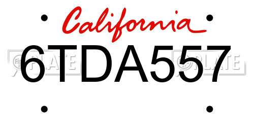 6TDA557 California License Plate