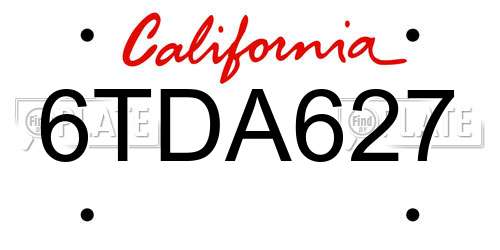 6TDA627 California License Plate