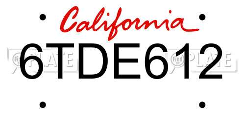 6TDE612 California License Plate