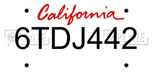 6TDJ442 California License Plate