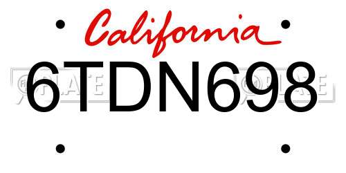 6TDN698 California License Plate