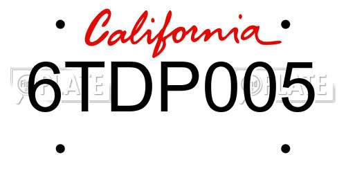 6TDP005 California License Plate