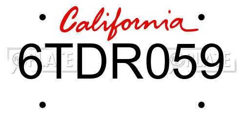 6TDR059 California License Plate