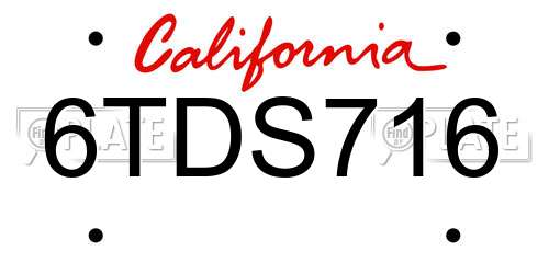6TDS716 California License Plate