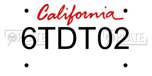 6TDT02 California License Plate